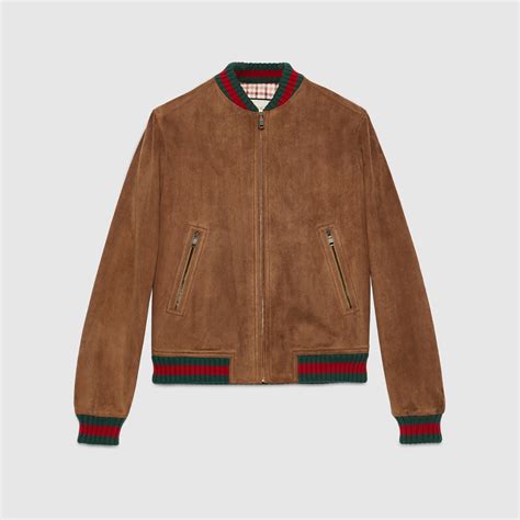 gucci suede bomber mens|Gucci Suede bomber jacket with Web.